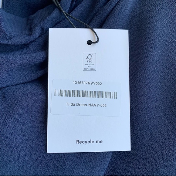 NWT Reformation Tilda High Mock Neck Long Sleeve Slit Maxi Dress Gown Navy Blue - Picture 11 of 14